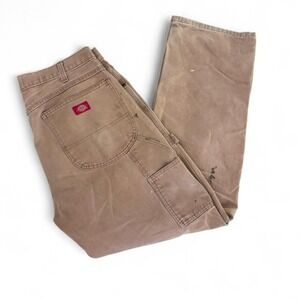 Vintage Dickies Carpenter Pants Brown Duck Canvas Workwear 34x32 DistressEd Y2K